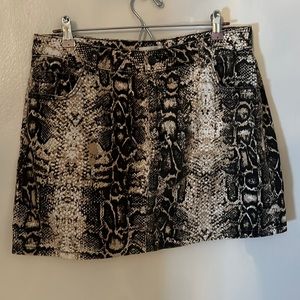 Snake print denim skirt